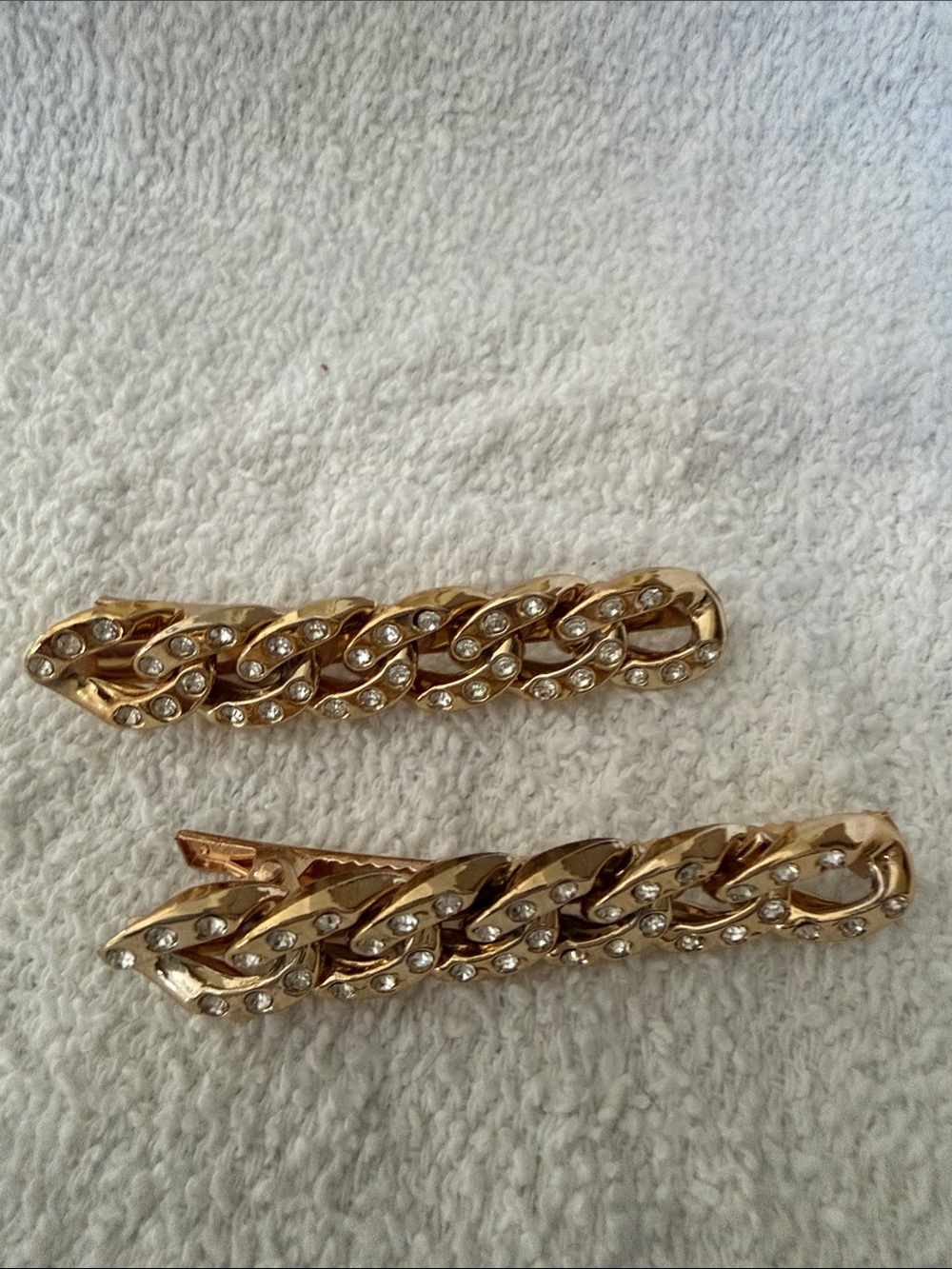 Gold Crystal Chain-Link Hair Clips for Women